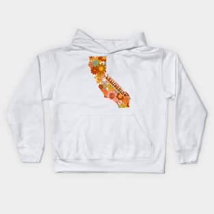 california groovy flowers map Kids Hoodie